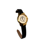 9008 Golden Dial Braille Watch For Lady With Leather Strap@ Saksham