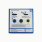 Turn-ado product box back showing illustrated instructions to position magnetic board, label ring and pointers for three topics