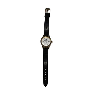 9008 Golden Dial Braille Watch For Lady With Leather Strap@ Saksham