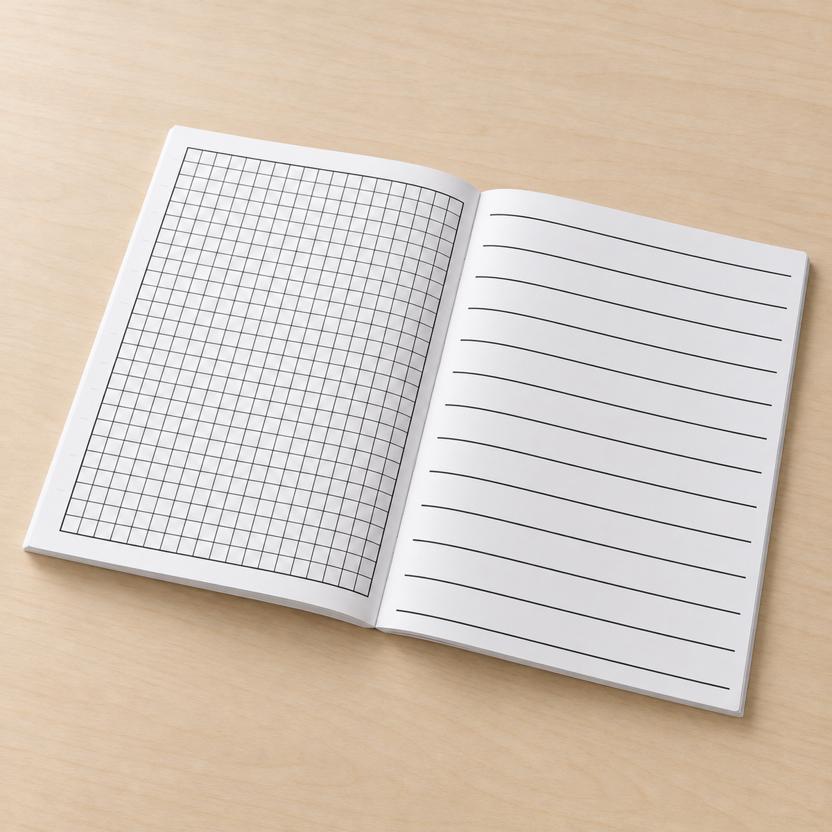 Angled view of open Bold Lines Combo Pad highlighting the graph-grid and bold ruled page formats