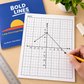 Illustration showing a hand plotting points on coordinate axes drawn on Bold Lines graph paper
