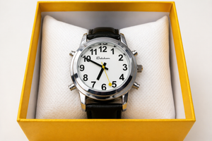 High Contrast Talking Watch With Leather Strap, product image 3 of 3