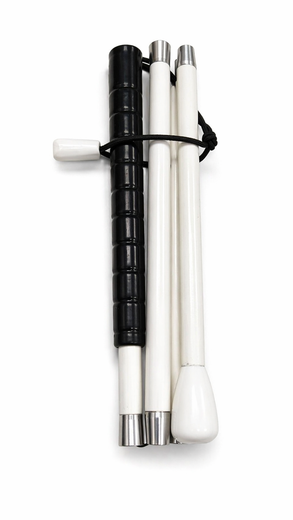 Premium 5-fold aluminium white cane 120cm for blind India — rubber grip