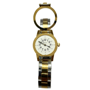 9008 Golden Dial Braille Watch For Lady With Chain Strap@ Saksham