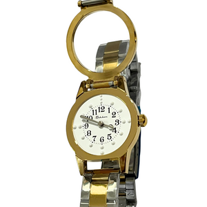 Golden Dial Braille Watch For Gents With Leather Strap