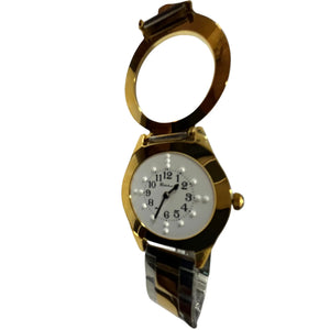 Golden Dial Braille Watch For Gents With Leather Strap Saksham