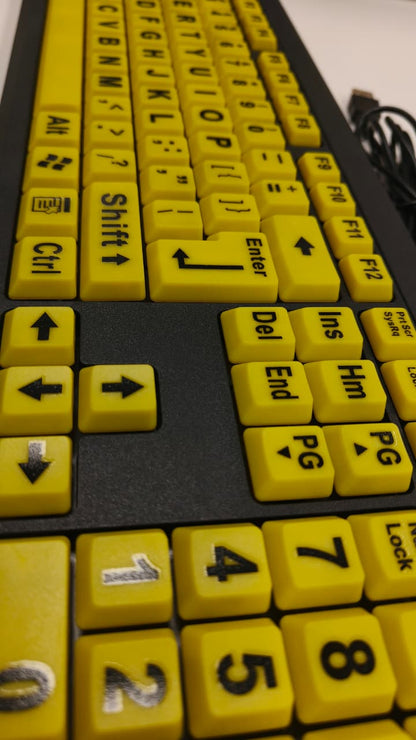 High Contrast Keyboard for Visually Impaired | Large Print USB Keyboard | Comfortable & Easy Typing