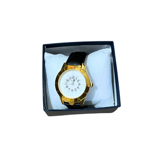 9008 Golden Dial Braille Watch For Gents With Leather Strap@