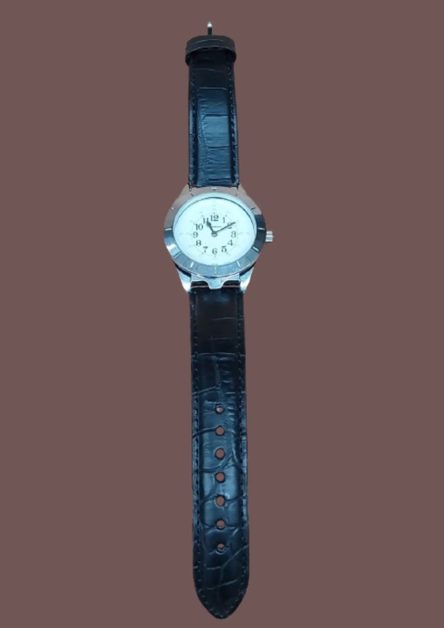 Silver Dial Wrist Watch Leather Strap (Male) A T Portal